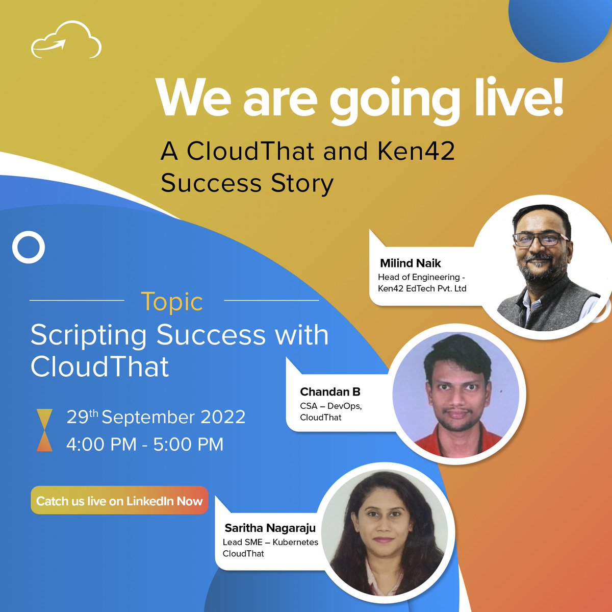 cloudthat's tweet photo. Find out the best ways to incorporate cloud solutions to benefit your business straight from our client Ken42! Join us live to uncover their journey.
Join us live - https://t.co/bHKB8SI31V
#ken42 #live #livesession #tech #careergrowth #cloud #DevOps #DevOpsDecoded https://t.co/qrdp2I1FoA