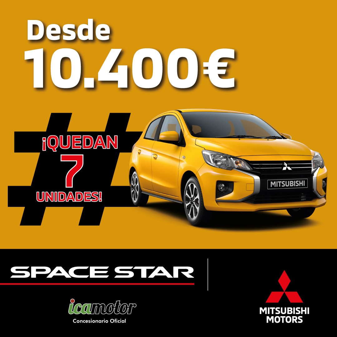 IcamotorCanaria's tweet photo. Tu Mitsubishi Space Star, te está esperando🚗 
¡𝗤𝘂𝗲𝗱𝗮𝗻 𝟕 𝘂𝗻𝗶𝗱𝗮𝗱𝗲𝘀!
#Icamotor #Mitsubishi #SpaceStar #Icaservice #Canarias #MitsubishiMotors #Icaservice #Promoción https://t.co/sMk7KBxeWg
