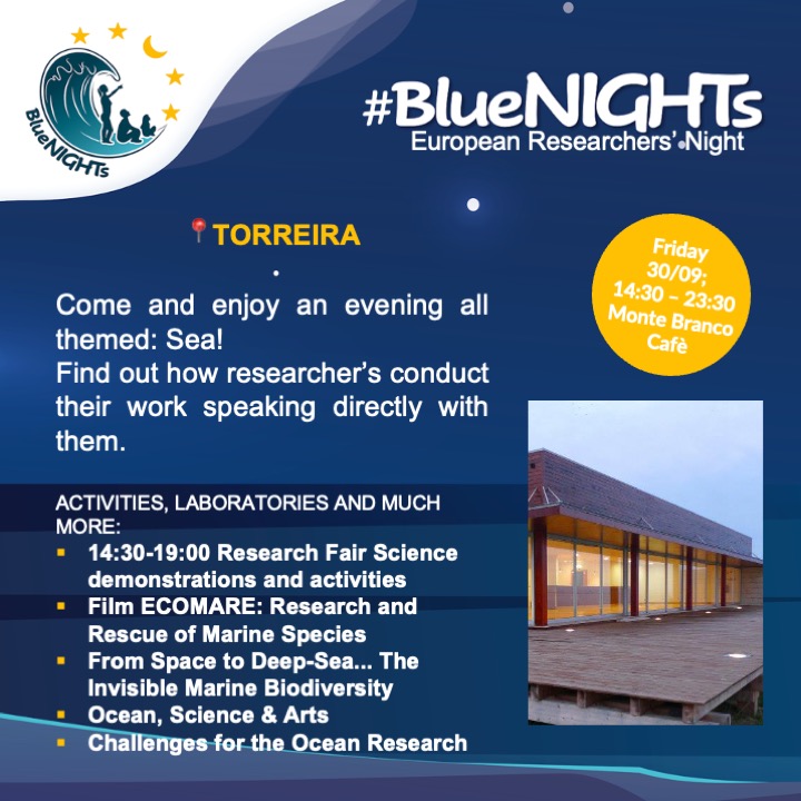 Bluenights_eu's tweet photo. Next city stop: TORREIRA! 
Here you will be able to participate to a science fair, watch the movie "Ecomare" and have a deep dive in the invisible marine biodiversity🌊

More info on: @BluenightsT
#blueNIGHTs #bluenightseu #Portugal #Torreira #europe #researcher #reserchersnights https://t.co/NRFr72Zld2