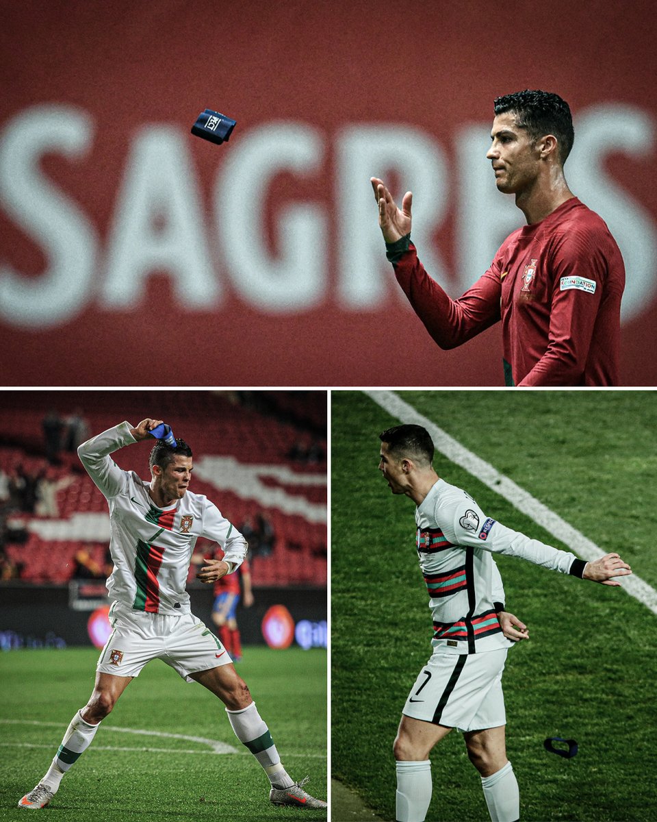 ESPNFC's tweet photo. Cristiano Ronaldo and the captain's armband, a short story 👀 https://t.co/U9s4FV0Bjw