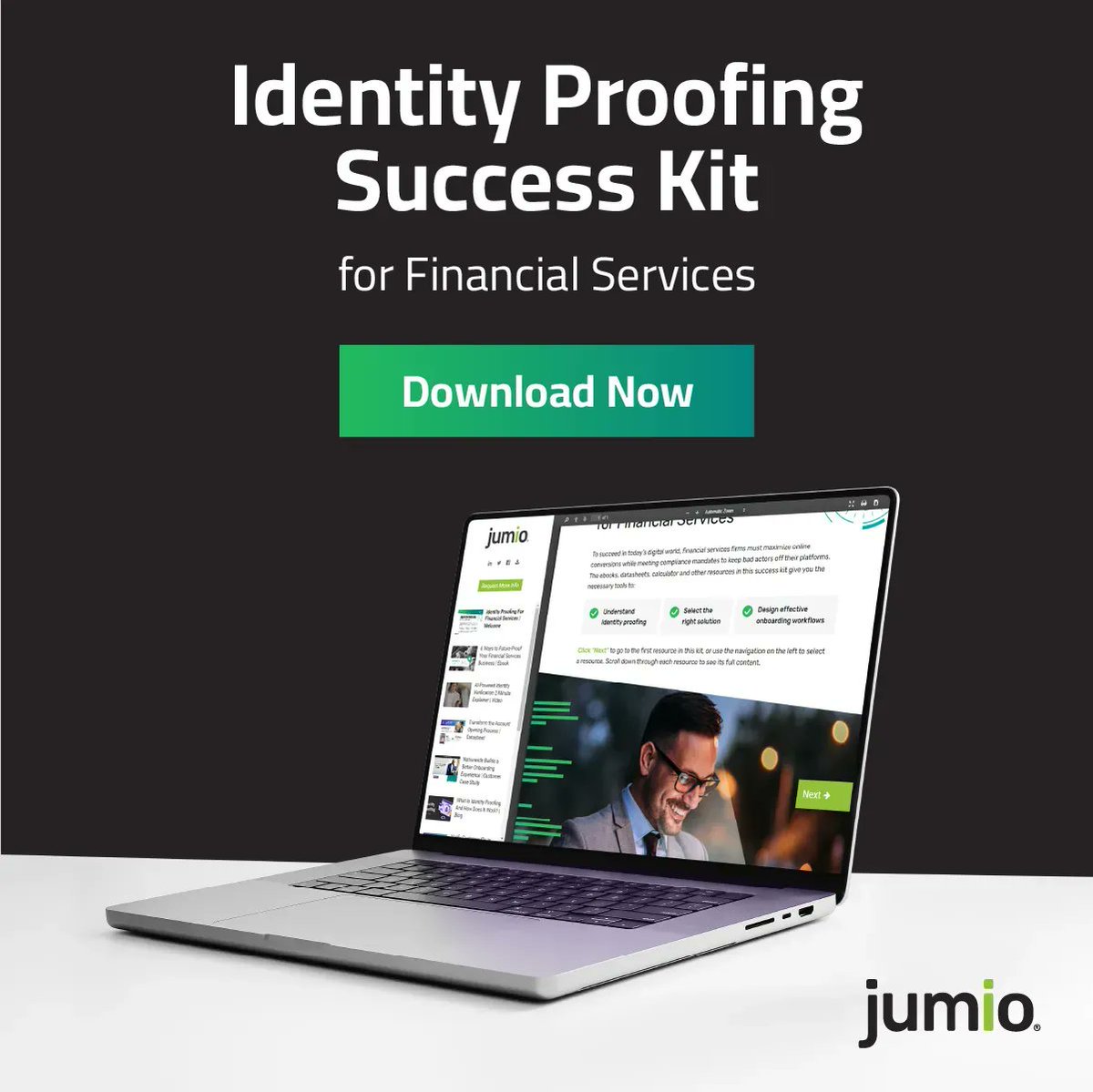 FintechCH's tweet photo. Get the Identity Proofing Success Kit for Financial Services from Jumio to help you maximize online conversions while meeting compliance mandates: https://t.co/teT27HZQg0 #Jumio #SuccessKit #financialservices #fintech #digital https://t.co/VBr3zQxXXL