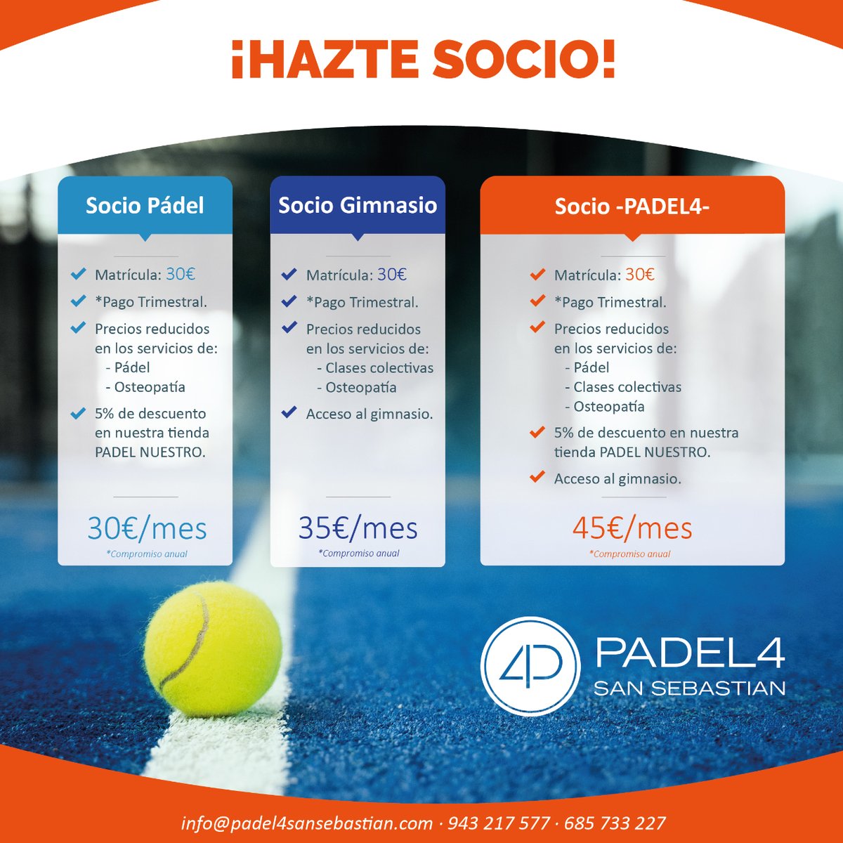 Padel4SS's tweet photo. Gustatuko litzaizuke PADEL4 familiako kide izatea?
¿Te gustaría formar parte de la familia PADEL4?
 
𝘝𝘦𝘯 𝘺 𝘥𝘪𝘴𝘧𝘳𝘶𝘵𝘢 𝘥𝘦 𝘭𝘢 𝘤𝘢𝘭𝘪𝘥𝘢𝘥 𝘥𝘦 𝘯𝘶𝘦𝘴𝘵𝘳𝘢𝘴 𝘪𝘯𝘴𝘵𝘢𝘭𝘢𝘤𝘪𝘰𝘯𝘦𝘴.😊

#Donostia #Padel #goazenneskak #fitness #wellness @donostia_kirola https://t.co/mLAhQ08mQs