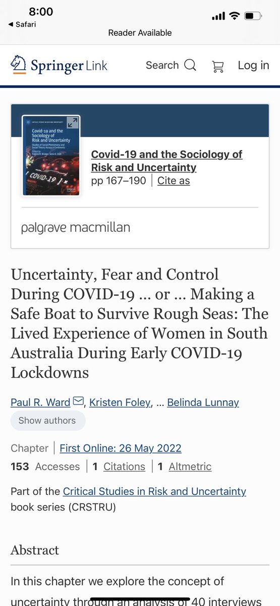 Dr Belinda Lunnay (@belindalunnay) on Twitter photo We wrote a chapter on uncertainty fear and control during the pandemic using women’s narratives - I interviewed 40
Women during lockdowns while in lockdown myself…realising now the uniqueness of the experience! Thanks for including it in your wonderful book <a href="/paddster/">Patrick Brown</a> We wrote a chapter on uncertainty fear and control during the pandemic using women’s narratives - I interviewed 40
Women during lockdowns while in lockdown myself…realising now the uniqueness of the experience! Thanks for including it in your wonderful book <a href="/paddster/">Patrick Brown</a>