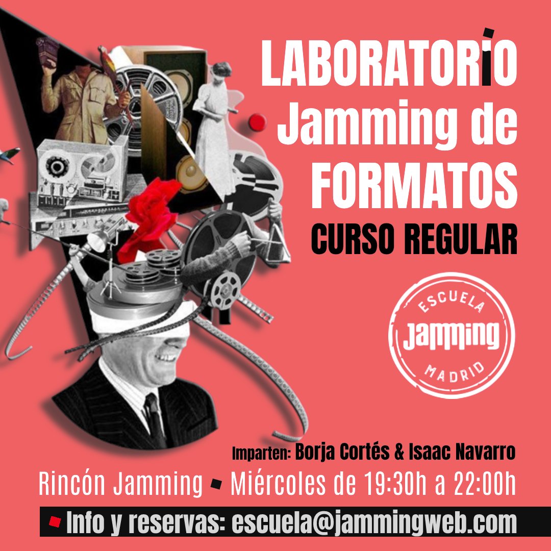 Escuela Jamming (@escuelajamming) on Twitter photo 🔬 LABORATORIO <a href="/jammingteatro/">Jamming</a> de Formatos
Fue anunciarlo ‼️ y ya están casi agotadas las plazings 👏🏼👏🏼👏🏼
Apúntate tú también a este nuevo curso regular con <a href="/borjacortesgm/">Borja Cortés</a> & Isaac Navarro en
📮 escuela@jammingweb.com
👉🏼 Empezaming el miércoles 5.
jammingweb.com/laboratorio-ja… 🔬 LABORATORIO <a href="/jammingteatro/">Jamming</a> de Formatos
Fue anunciarlo ‼️ y ya están casi agotadas las plazings 👏🏼👏🏼👏🏼
Apúntate tú también a este nuevo curso regular con <a href="/borjacortesgm/">Borja Cortés</a> & Isaac Navarro en
📮 escuela@jammingweb.com
👉🏼 Empezaming el miércoles 5.
jammingweb.com/laboratorio-ja…