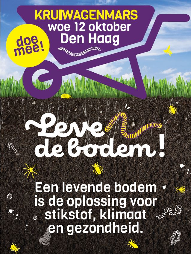 Het klimaat verandert, burgers worstelen met stijgende prijzen en afnemende voedselkwaliteit, boeren en natuur worden bedreigd in hun bestaan. Als we de bodem centraal stellen kunnen we meerdere problemen samen oplossen. kruiwagenmars.nl