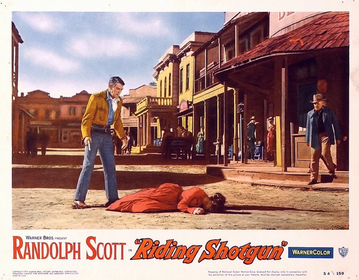SaveRedlandLibr's tweet photo. 12:35pm TODAY on @5ACTION_tv
The 1954 #Western film🎥 “Riding Shotgun” directed by #AndreDeToth & written by #ThomasWBlackburn
Based on the 1942 short story📖 "Riding Solo" by #KennethPerkins
🌟#RandolphScott #WayneMorris #JoanWeldon https://t.co/GsNeoxHiS2