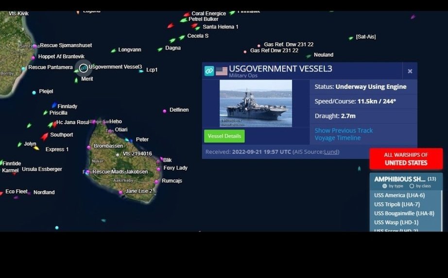 sebforeverbose's tweet photo. @JavierBlas 22 of september, USA/NATO are at less than 20/40 nautic miles from explosions
USS #Kearsarge (LHD-3), USS #Arlington (LPD-24) and USS #Gunston Hall (LSD-44)
Many over ships (about 40) and high probability of submarine in this area
Also 4000 military men on Bornholm island https://t.co/AFZnQGgPQi