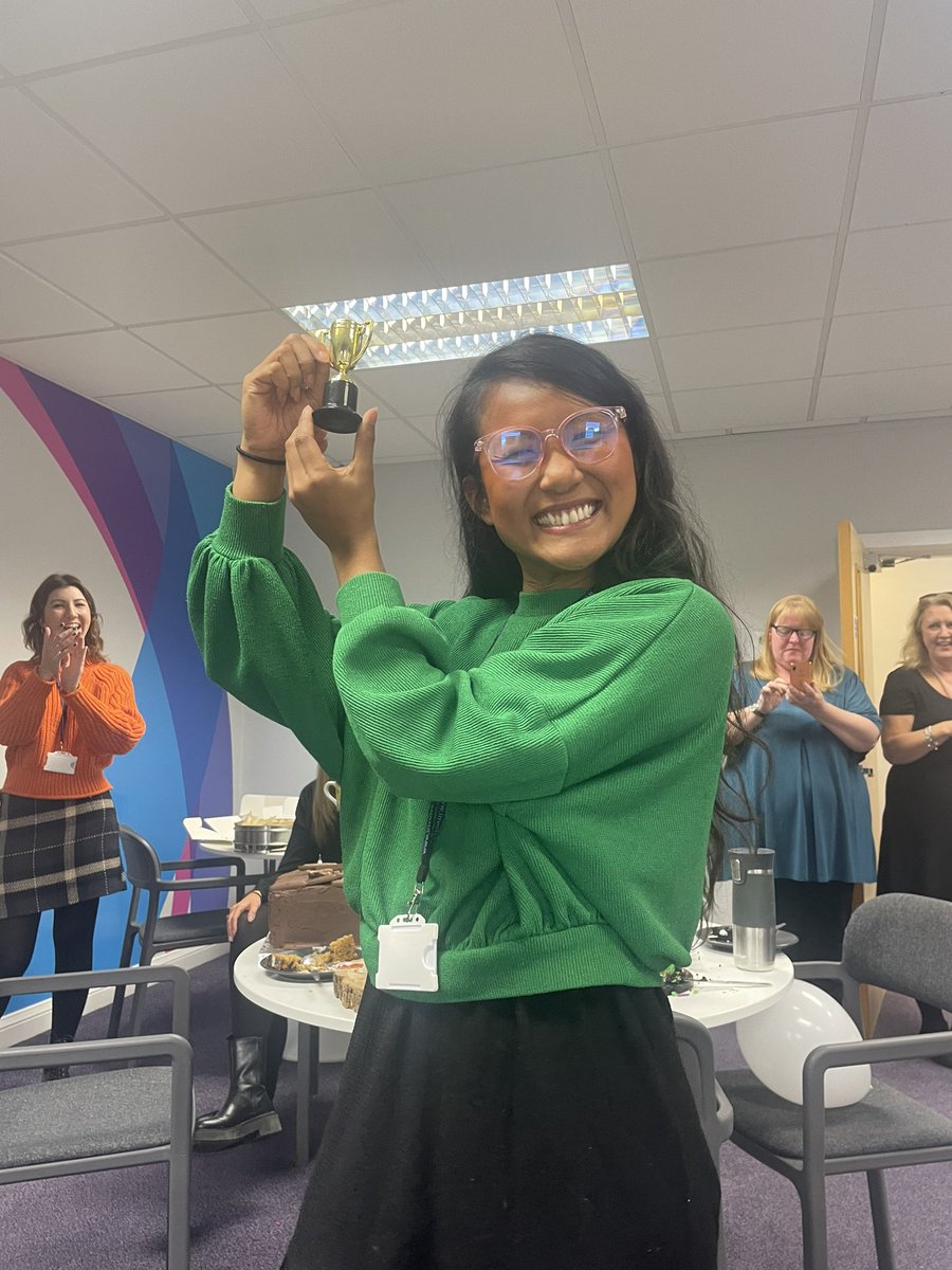 InvolveVC's tweet photo. Congrats to Em on winning the bake off with her amazing biscoff cake! #MacmillanCoffeeMorning https://t.co/X3zHn63A7B