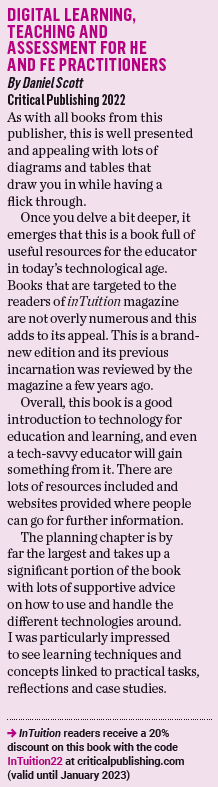_Daniel_Scott's tweet photo. Lovely review of #DLTAbook by Dr Anne Davis in @SocietyET's Autumn inTuition issue 49.

https://t.co/hgcFwp644e

#edtech #digitalskills #HE #FE #teachers #teachertraining #teachereducation #teacherprep #EducationandTraining #PGCE #CertEd #PGCAP #APConnect #LearningTechnologist https://t.co/DTfMB5JPpj