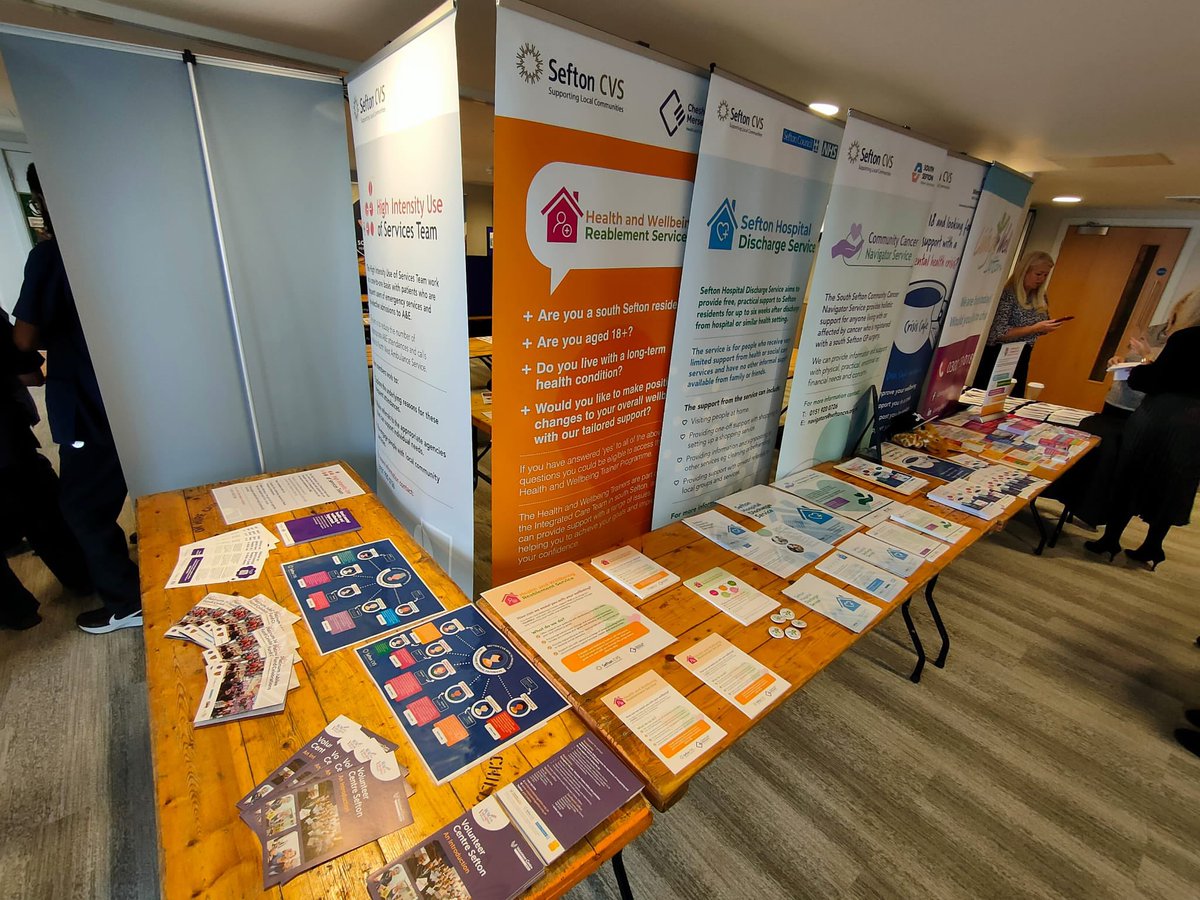 We are all set up and ready for the <a href="/SeftonPartners/">Sefton Partnership</a> marketplace event! 

Join us from 12:30pm at The Lake House, Crosby and learn more from our health projects including; <a href="/LWSefton/">Living Well Sefton</a>, <a href="/CrisisCafe/">Sefton Crisis Cafés (Crosby & Southport)</a>, <a href="/SPLW_Sefton/">Social Prescribing Sefton</a>, <a href="/SCVSConnectors/">Community Connectors</a> &amp; <a href="/VCSefton/">VolunteeringSefton</a> 

#Sefton #SeftonPartnership