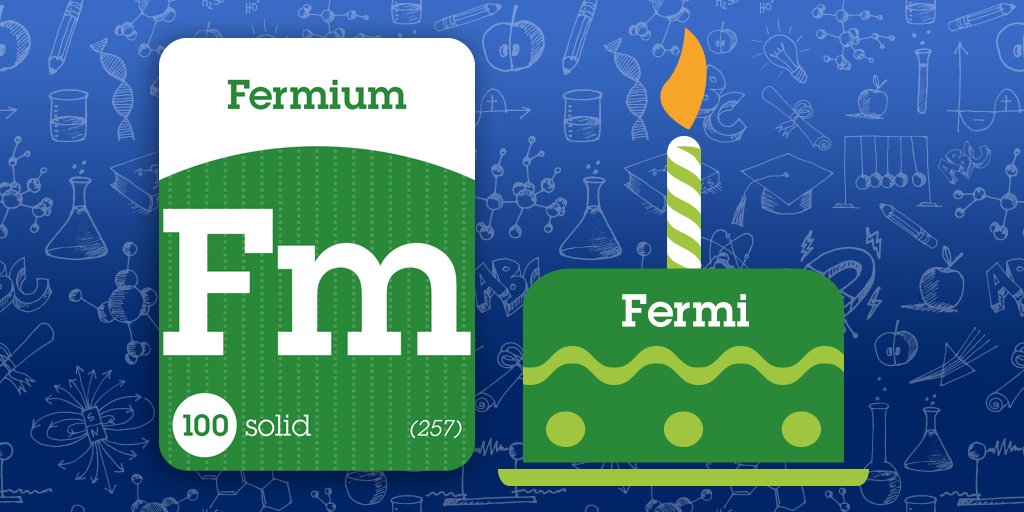ElementsTrivia's tweet photo. Element 100 was named fermium in his honor of Enrico Fermi (born Sept 29, 1901). Follow us for #elements #trivia. #periodictable https://t.co/tz8n3VOUgN