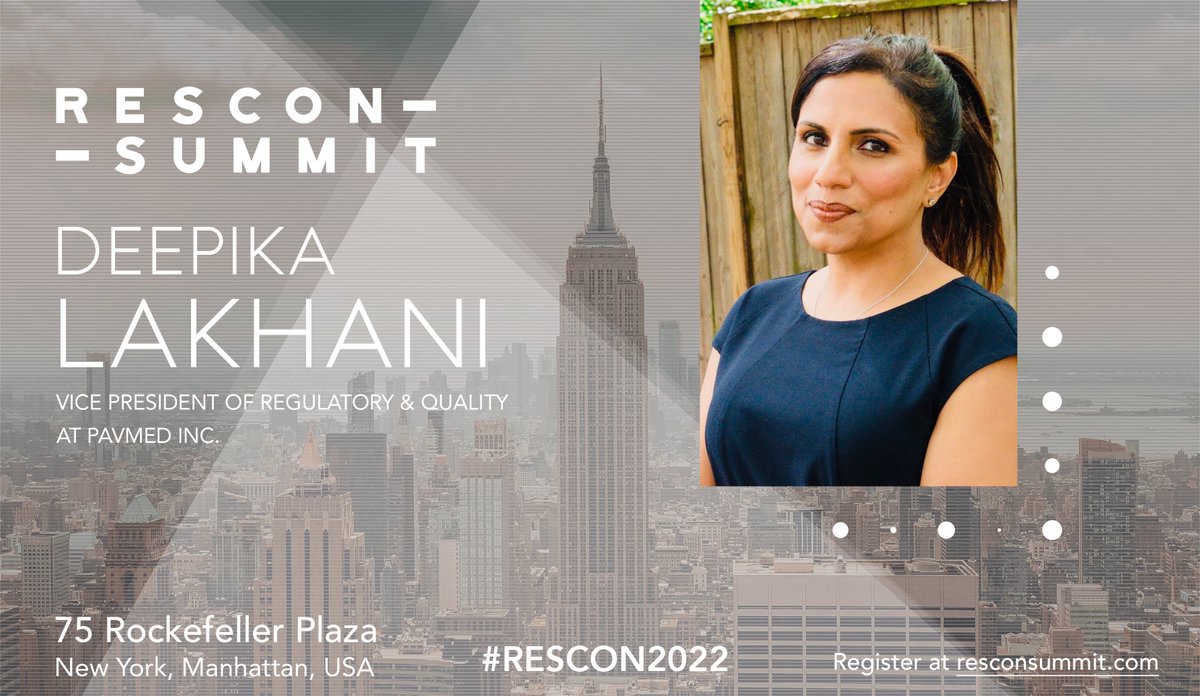 biotechsummit's tweet photo. We are very pleased to announce Deepika Lakhani as a speaker for the #RESCON2022 in New York! @PAVmedinc 

Book on your calendar!
📅 4:30PM October 6th, 2022
📍 75 Rockefeller Plaza, New York, USA

��� Find more information at: https://t.co/8ppLwJxmfO https://t.co/gVFvtAZHcO