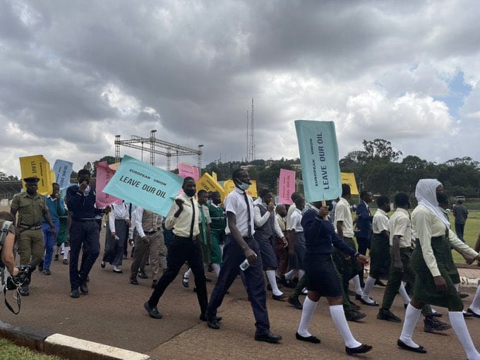 MsPeshie's tweet photo. HAPPENING NOW.
Students rise up in one voice and send a 'Leave Our Oil' message to EU. Among others, loss of prospective employment is a major effect of stopping operation of EACOP.
#StudentsSupportEACOP https://t.co/4AzZC8AJd8