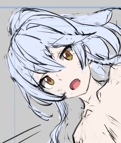 FANBOX限定絵もカラーラフまで到達。今月はなかなか奇をてらったものが多かったので、今回はストレートな感じになる予定。 