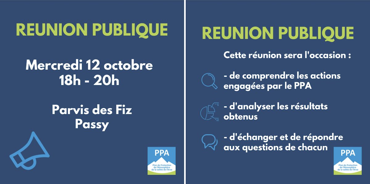 Inspire__74's tweet photo. Le Préfet a enfin entendu les demandes insistantes des associations du Réseau Air 74 et programmé une réunion publique sur l'état d'avancement du Plan de Protection de l’Atmosphère de la vallée de l'Arve
Réunion ouverte à toutes et tous
Mercredi 12/10 - 18h - Parvis des Fiz Passy https://t.co/oQZr1WKKVN