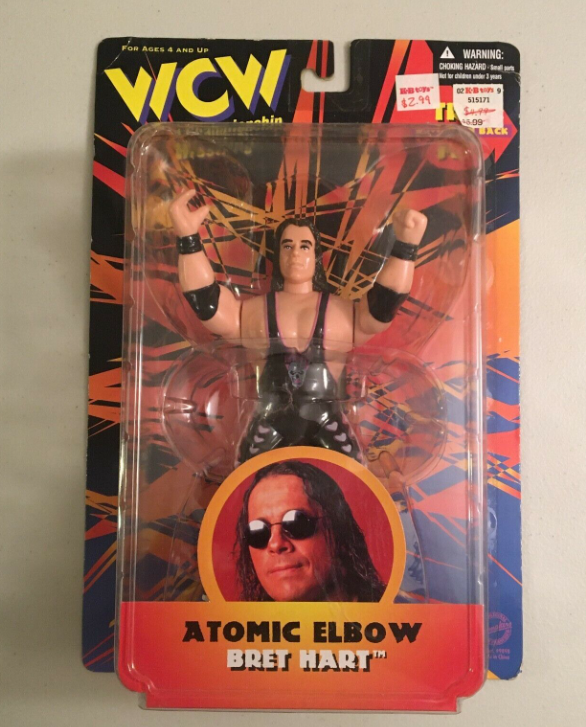 WCWTFPodcast's tweet photo. #WCWWorstMerch @WWE @BretHart 

I love low effort action figures like this.

Everything from making Bret Hart look like Erik Watts to giving him a vaguely non-descript special move.

*chefs kiss* https://t.co/aUiglidQAG