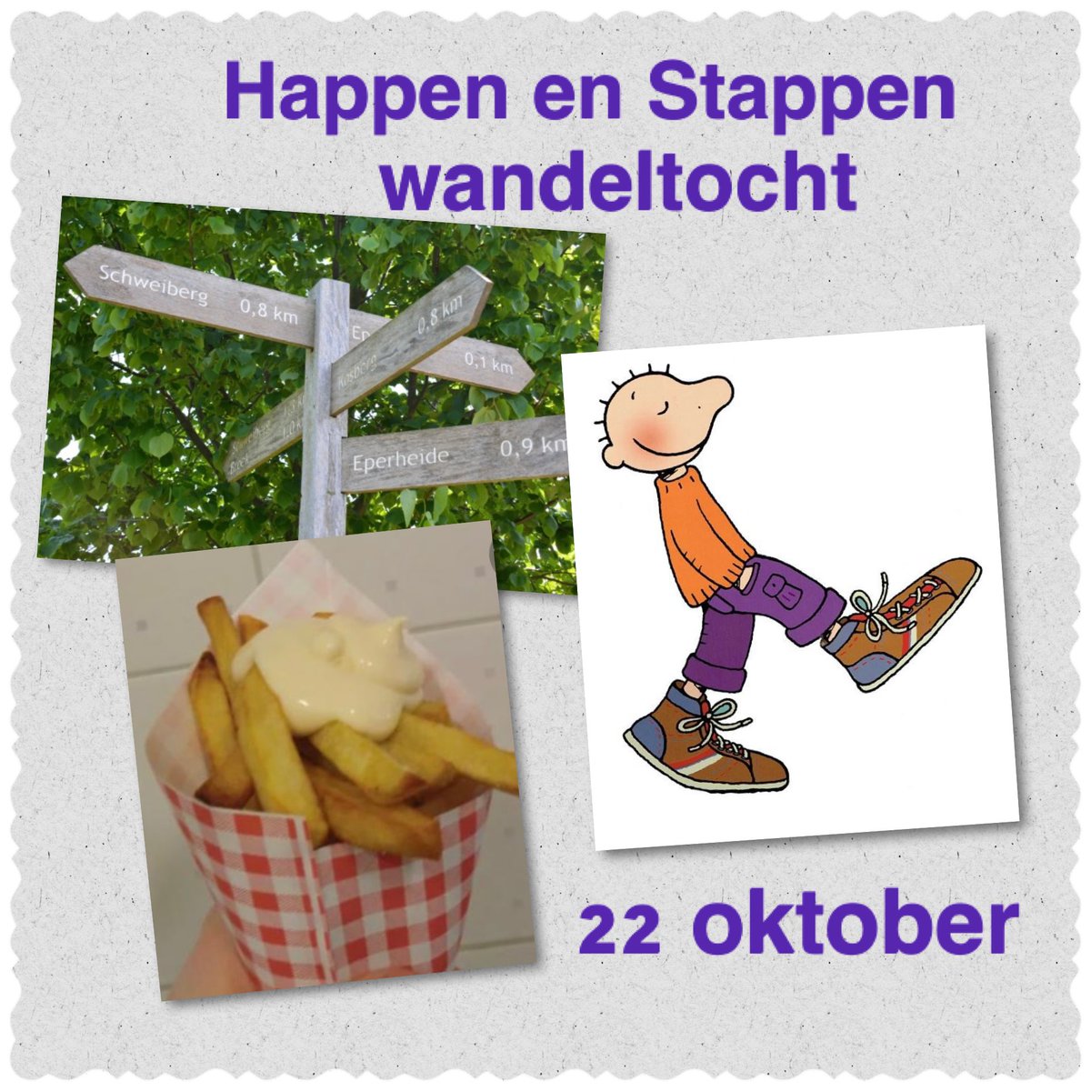 Op zaterdag 22 oktober van 13.30-16.00u organiseren we een leuke Happen en Stappen wandeltocht. Aanmelden via de mail info@meedoensenb.nl #senb