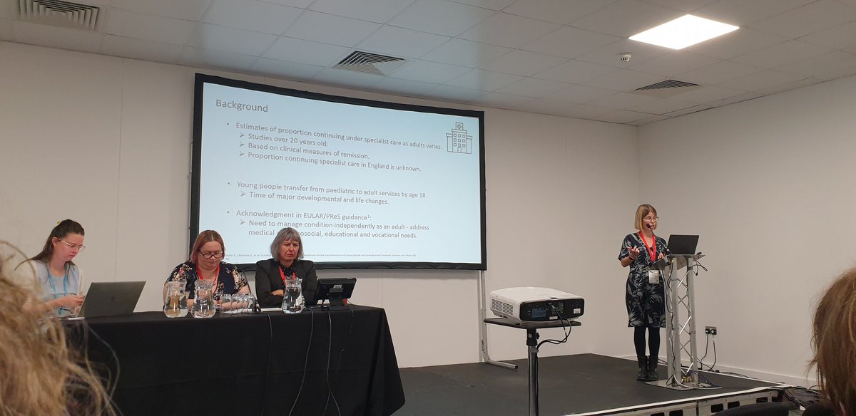 Jenny Humphreys (@jenny_rheum) on Twitter photo <a href="/RcostelloEpi/">Ruth Costello</a> on the proportion of young people with JIA going on to adult sevices:
- 2/3 continue
- more female
- uveitis
- those from more deprived areas less likely to continue (?more challenging transition/loss to follow up)
#PARC2022
@DrJMcD <a href="/KearsleyFleet/">Lianne Kearsley-Fleet</a> <a href="/khyrich/">Kimme Hyrich</a> <a href="/RcostelloEpi/">Ruth Costello</a> on the proportion of young people with JIA going on to adult sevices:
- 2/3 continue
- more female
- uveitis
- those from more deprived areas less likely to continue (?more challenging transition/loss to follow up)
#PARC2022
@DrJMcD <a href="/KearsleyFleet/">Lianne Kearsley-Fleet</a> <a href="/khyrich/">Kimme Hyrich</a>