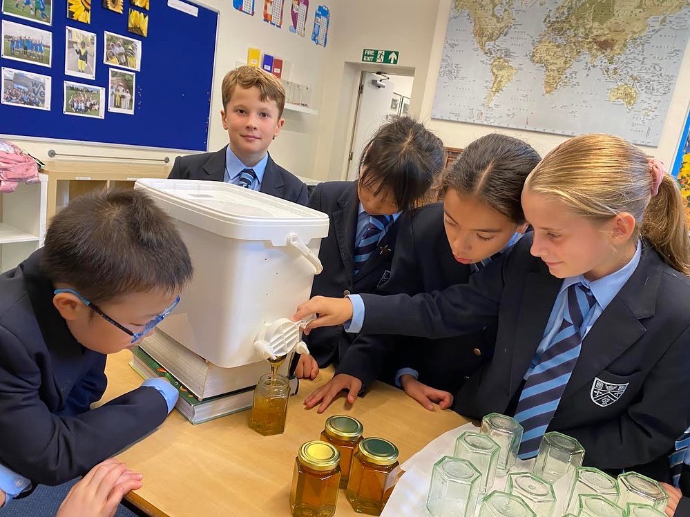 Clifton_College's tweet photo. Beekeeping club is in full swing this term!

We have been busy jarring up all the honey with the help of the pupils in the Prep School 🐝🍯 

#cliftoncollege #education #beekeeping #honey #bees #bristolschools #bristol #bristollife #visitbristol #bestofbristol https://t.co/IEs2uO8bWe