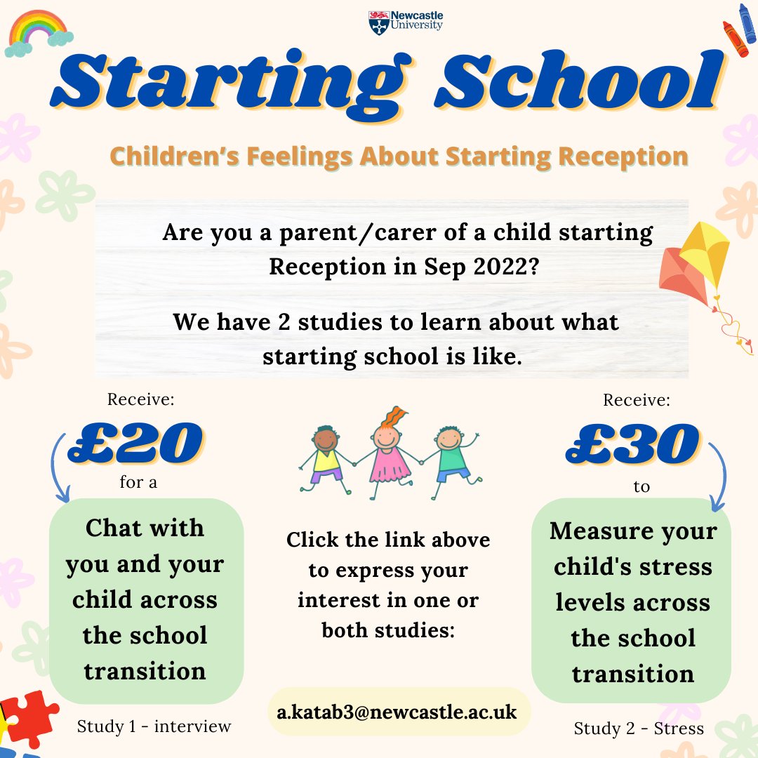 I am organizing a study that is running across the #schooltransition into #Reception this year.
There are 2 parts to this study - feel free to decide whichever one (or both) you and your child would like to take part in! Click the link to find out more linktr.ee/startingschool