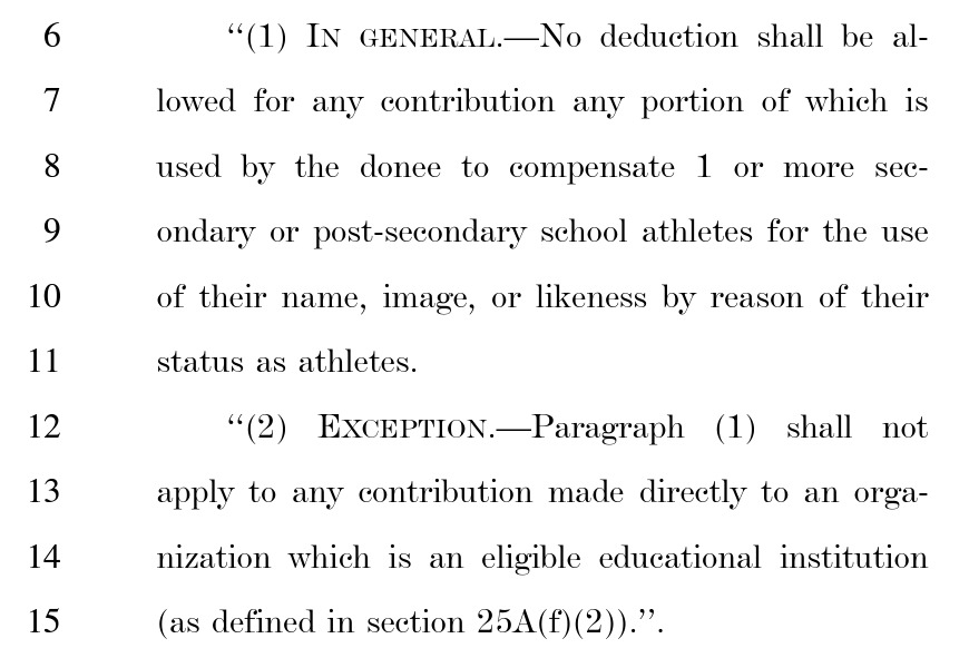 heitner's tweet photo. Yesterday, @SenJohnThune and @SenatorCardin introduced a bill that would block boosters from receiving tax deductions for #NIL contributions.

They believe these payments are private expenses and shouldn't be characterized as charitable contributions. https://t.co/3cSNXoIY4L