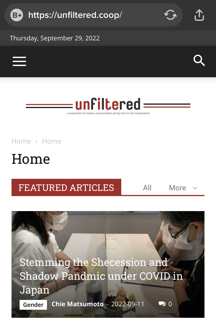 “Unfiltered” is a journalist and reader-member-owned and operated platform. <a href="/ChieMatsumoto/">ChieMatsumoto</a>, <a href="/JoanLBailey/">Joan Lambert Bailey</a> and <a href="/excinit/">vow</a> will discuss how this model can be a viable alternative, sharing their story and those of other creative cooperatives around the world.
japanwritersconference.org/program-for-jw…