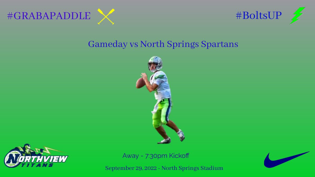 NorthviewHSFB's tweet photo. Thursday night lights!! It’s GameDay. Control what you can control!! #BoltsUp ⚡️#GrabaPADDLE https://t.co/xQlBQV47Nd
