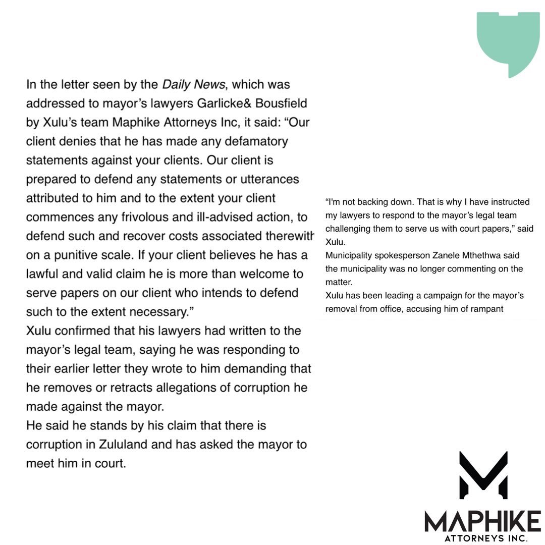 It’s Thursday and we are throwing it back!

We were in the news for assisting our client, a KZN anti-corruption activist, in a defamation case against him.

Read the article at iol.co.za 

#Tbt #defamation #maphikeinc