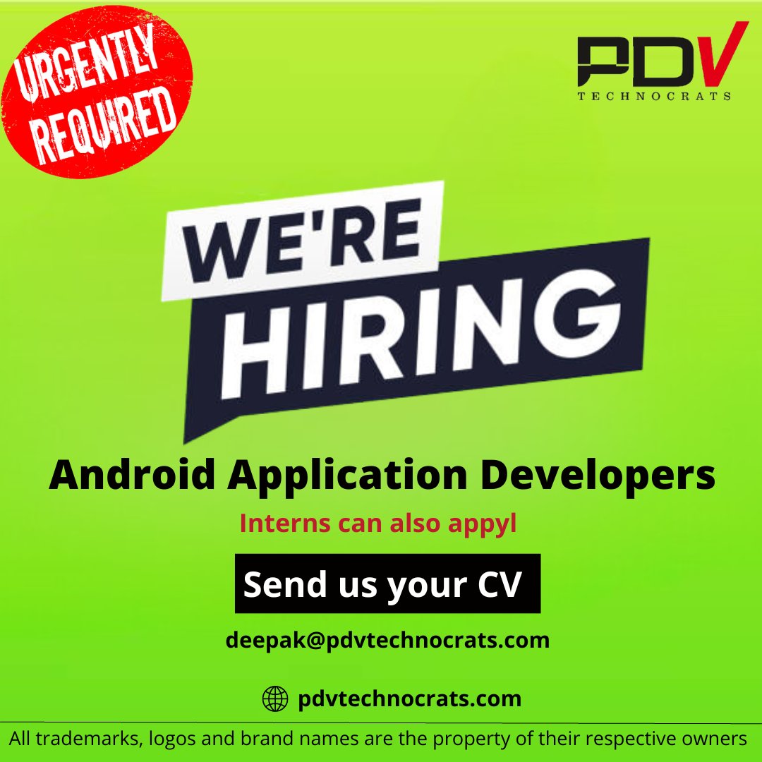 We are hiring for Android application developer at our Kothrud, Pune office for Junior and Senior positions.

Send profiles to us at :
deepak@pdvtechnocrats.com

 #hiring #pune #jobs #jobsearch #recruitment #job #nowhiring #recruiting #career #employment #careers #hiringnow #work