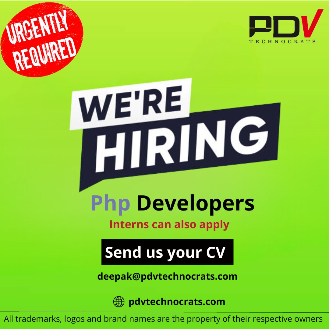 We are hiring for Php Developer at our Kothrud, Pune office for Junior and Senior positions.

Send profiles to us at :
deepak@pdvtechnocrats.com

 #hiring #pune #jobs #jobsearch #recruitment #job #nowhiring #recruiting #career #employment #careers #hiringnow #work #jobseekers #hr