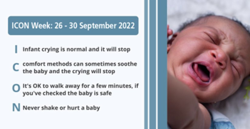 Abusive head trauma can occur in any environment when a parent or cater is on the edge due to infant crying. Make sure anyone looking after your child knows the ICON principles #iconweek #ICONweek2022 #iconcope