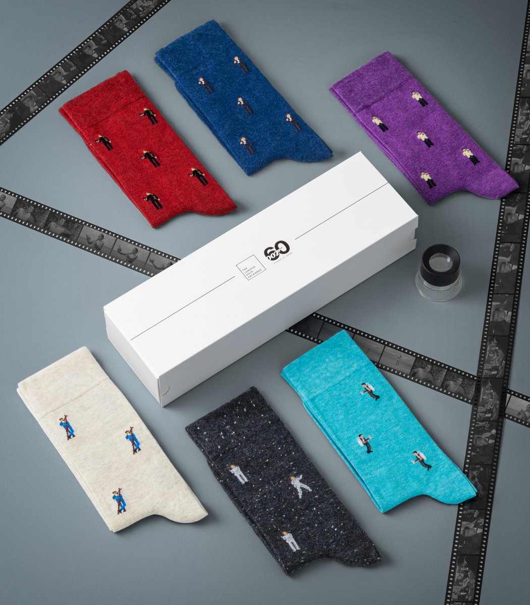 LDNSockExchange's tweet photo. Introducing the all-new 007 Anniversary Giftbox: a limited-edition set of 6 socks by @LDNSockExchange  and @007 – presented in a box with some hidden features worthy of Q Branch itself.  

Available now from https://t.co/fGJHBBloMD and https://t.co/bAv4Scj6bc 🧦✨ https://t.co/d2zkIo9e8X