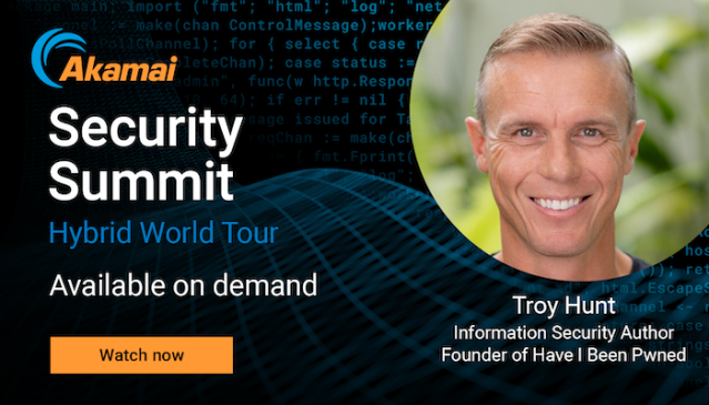 zerosport7's tweet photo. In case you missed it: @TroyHunt shared key lessons learned from running Have I Been Pwned from the @Akamai Security Summit stage in Sydney. Watch now. #AkamaiSecurityLive https://t.co/o1Ph4dpfNo https://t.co/xRLl11xifW