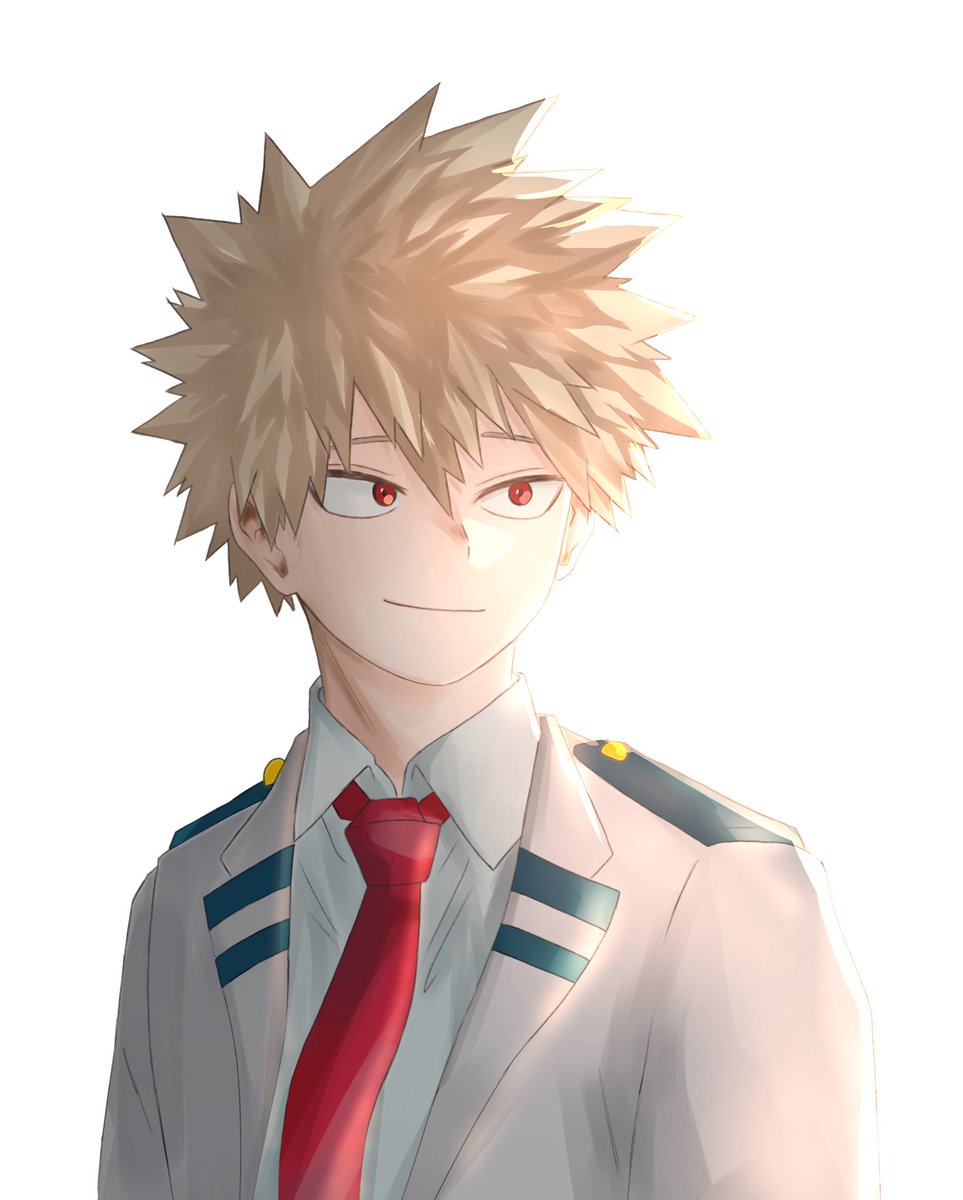 bakugou katsuki u.a. school uniform 1boy male focus red eyes necktie blonde hair spiked hair  illustration images