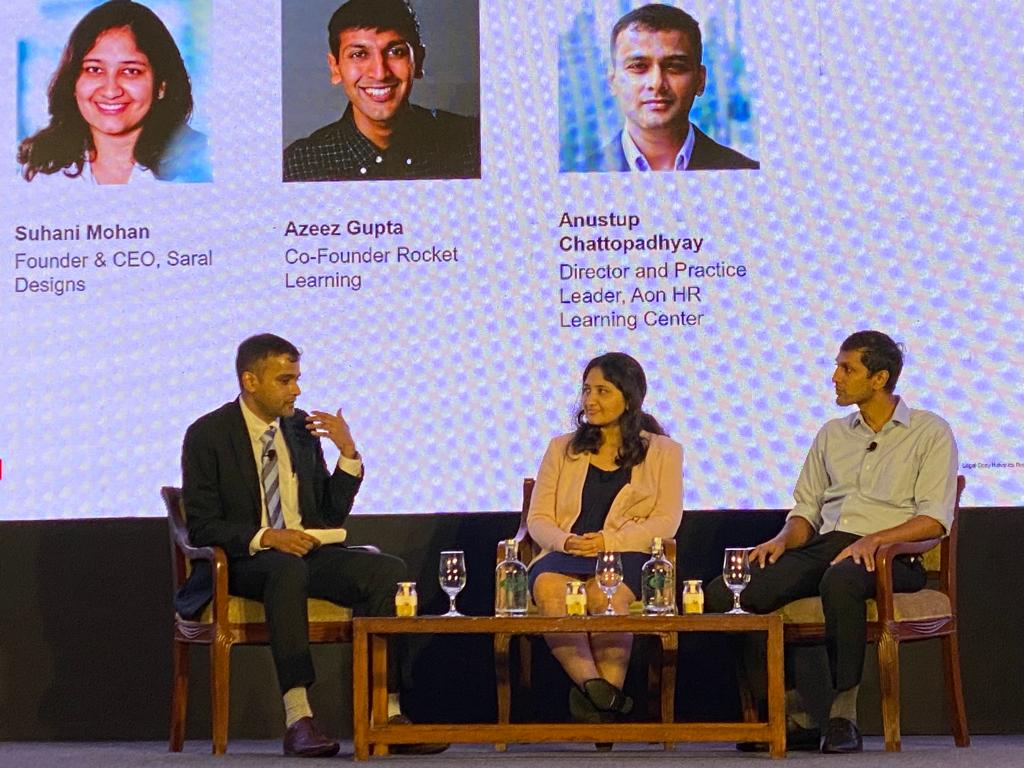 Suhani Mohan and Azeez Gupta join Anustup from Aon for a fireside chat on Driving Employee Value Proposition Through Purpose at Aon India's 16th Annual Rewards Conference 2022. #AonRewardsConference2022 #RisingResilient