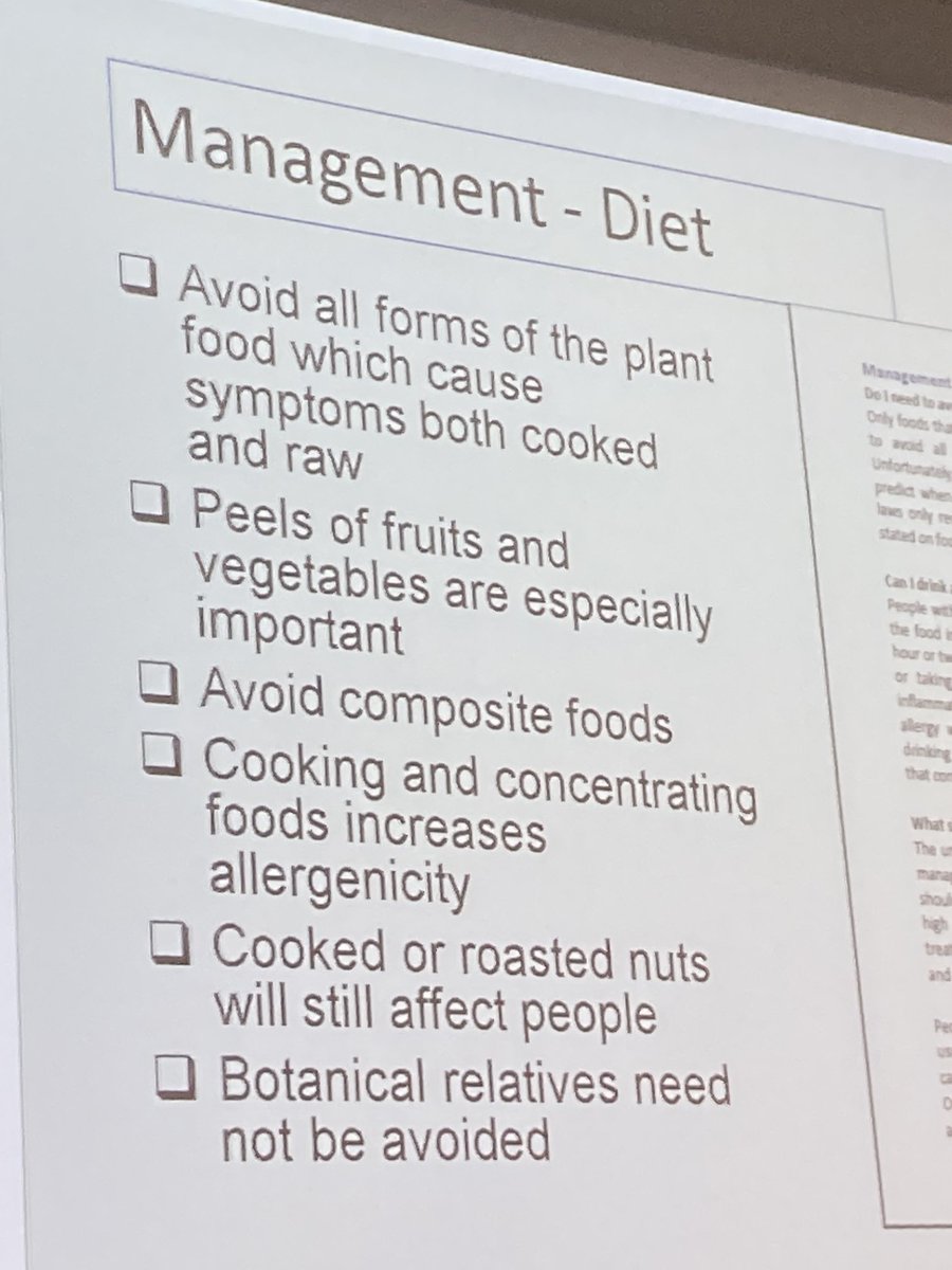 Management tips for #LTP allergy from Isabel Skypala on  <a href="/allergy_academy/">Allergy Academy</a> RSM day; BSACI management document is in preparation