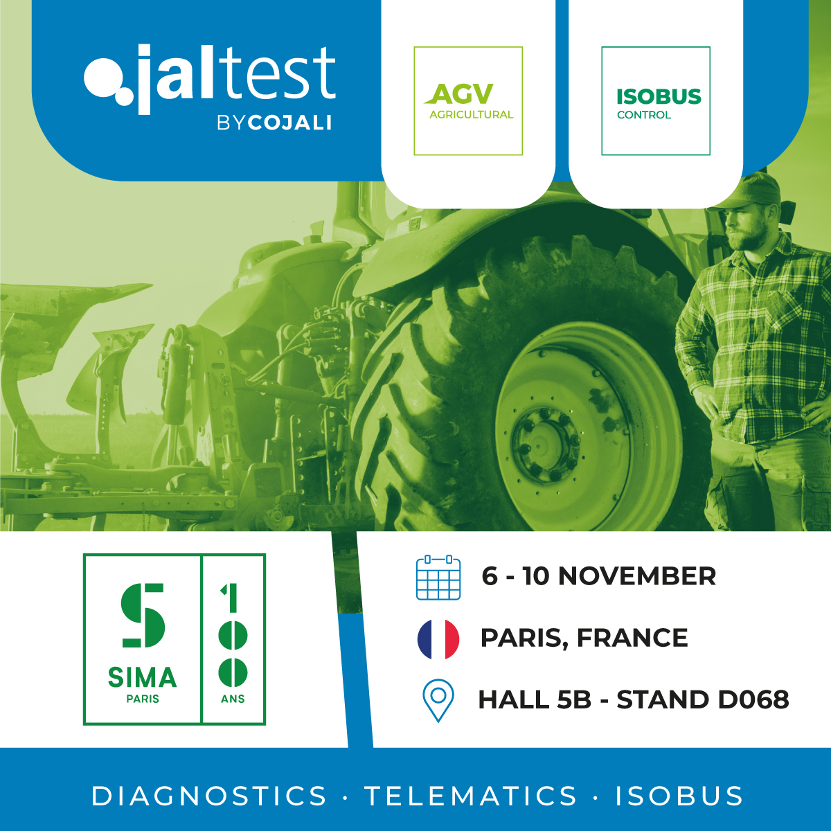 jaltelematics's tweet photo. 📢🚜👏🏼 Hey, lovers of the #farming world, we have big news for you!
😎 Next November, we will be at @sima_paris!
📌🇫🇷 Paris
📍 Hall 5B – Stand D068
📆 From 6 to 10 November
#SIMA #SIMA2002 #SIMAParis #Jaltest #Cojali #Telematics #FleetManagement #JaltestTelematics https://t.co/gWw1hJDulZ