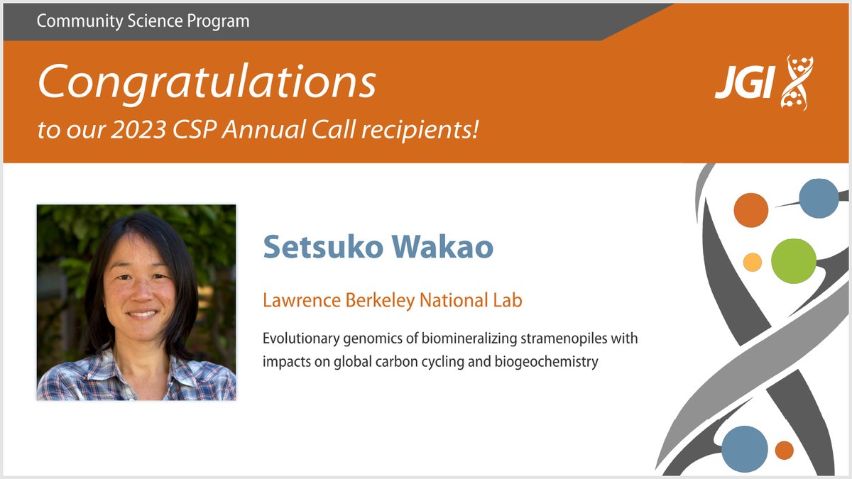 jgi's tweet photo. Intricately-patterned silica cell walls of diatoms, responsible for 40% of photosynthesis in the ocean, are species-specific. Setsuko Wakao of @BerkeleyLab will study several related algae to discover genes important for silica biomineralization. #2023CSP (16/22) https://t.co/BISDY5hFYD