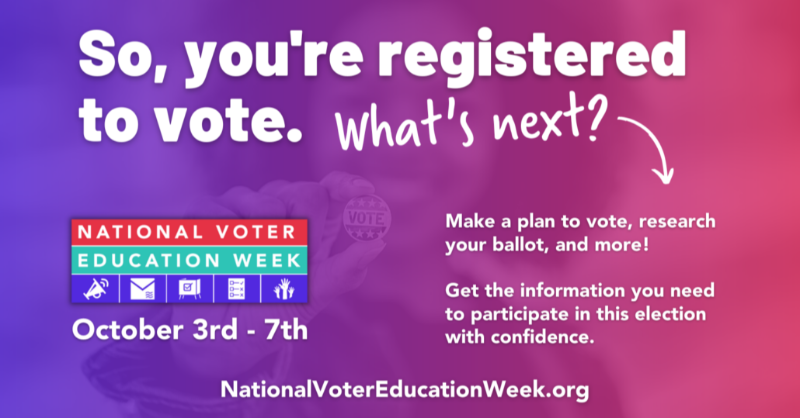 Our favorite week of the year celebrating Voter Education! 🎉

Thanks <a href="/natlvoteredweek/">National Voter Education Week</a> and <a href="/SLSVCoalition/">Students Learn Students Vote Coalition</a> for organizing!

Want to learn about your ballot - check out this resource! 🗳️
👉 acti.vote/tw

VOTE 2⃣0⃣2⃣2⃣
