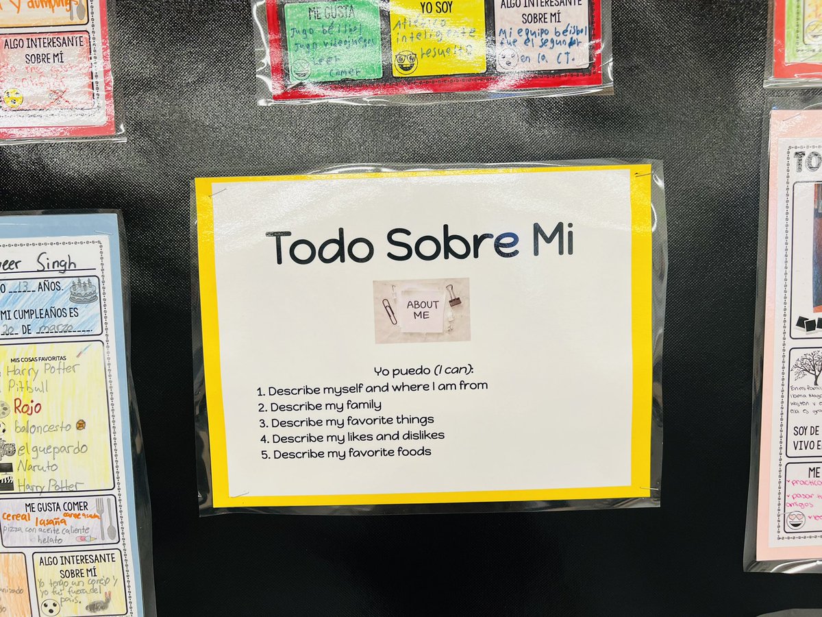 Todo Sobre Mi….All About Me! Projects are really great, especially when you learn more about your students. #WiltonWayCT #MiddlebrookWay