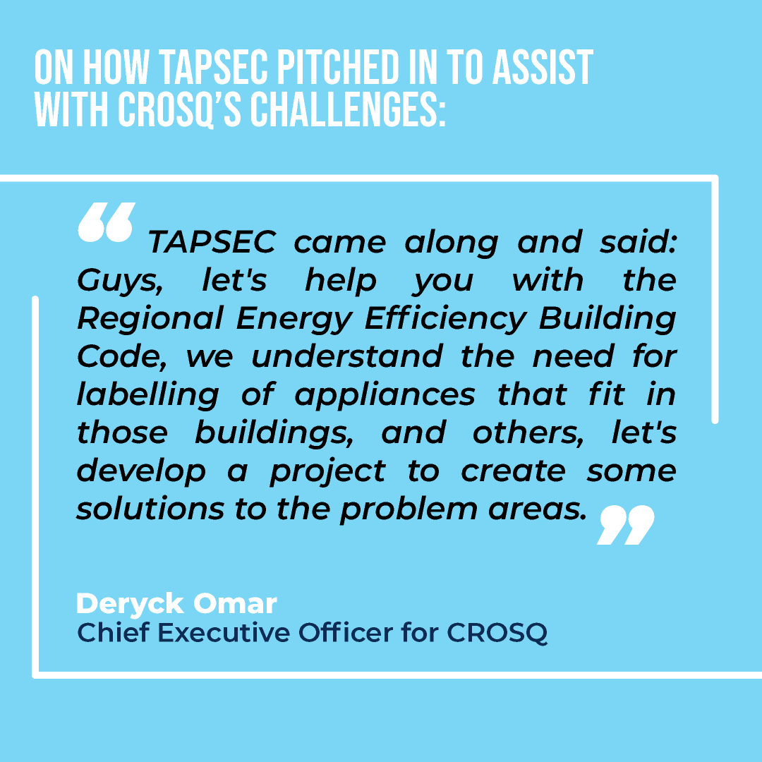 CARICOMEnergy's tweet photo. Through Partnership with @crosqcaricom, TAPSEC helped develop the Regional Energy Efficiency Building Code (CREEBC).
Learn more about CREEBC here: https://t.co/P3CeXZkO2n
#CROSQ #TAPSEC #PowerThroughPartnership https://t.co/IdfNC0R6sb