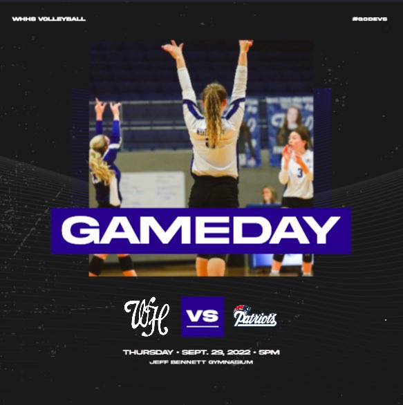 WHHS Volleyball hosts White House Heritage for its last home game of the season. Come out and support your Lady Devils as their season comes to an end. JV starts at 5 pm and Varsity follows.  #BDP