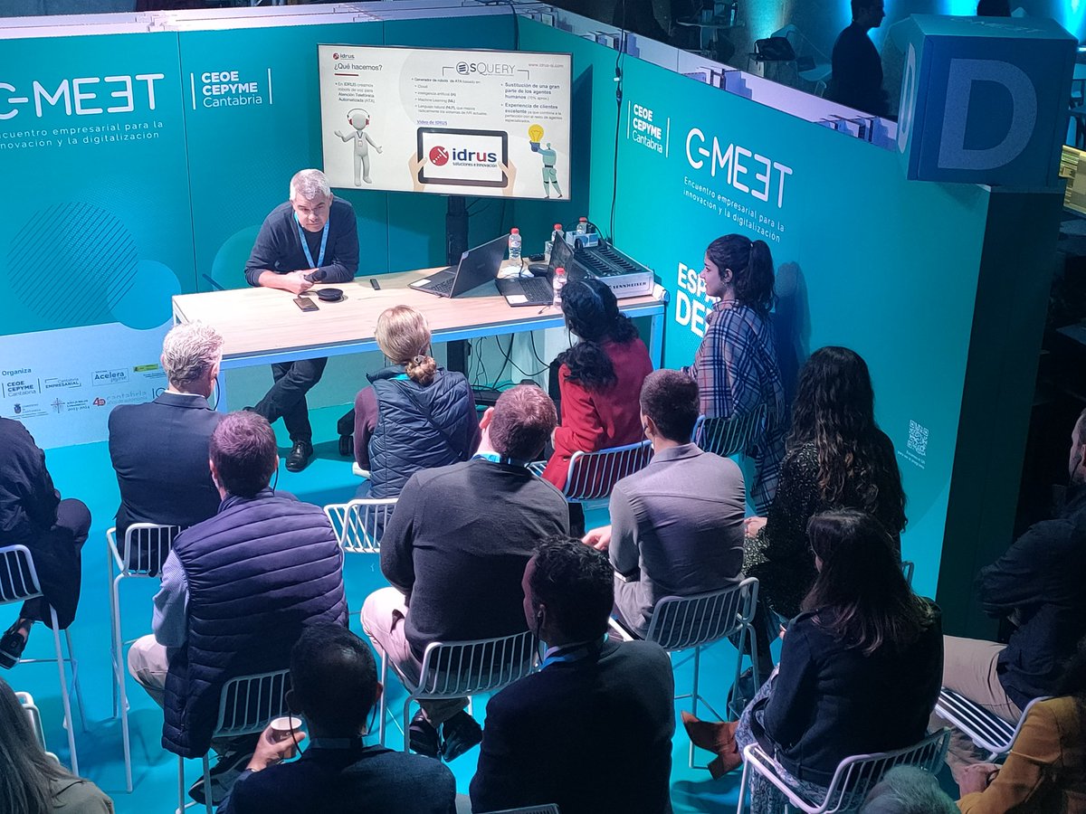 Ceoecant's tweet photo. 🗣️ Carlos Recio, CEO de #IDRUS, presenta los robots de voz para atención telefónica, basados en #IA, #cloud, machine learning y lenguaje natural.
#DemosTécnicas #CMeet https://t.co/VjgVebfLc1