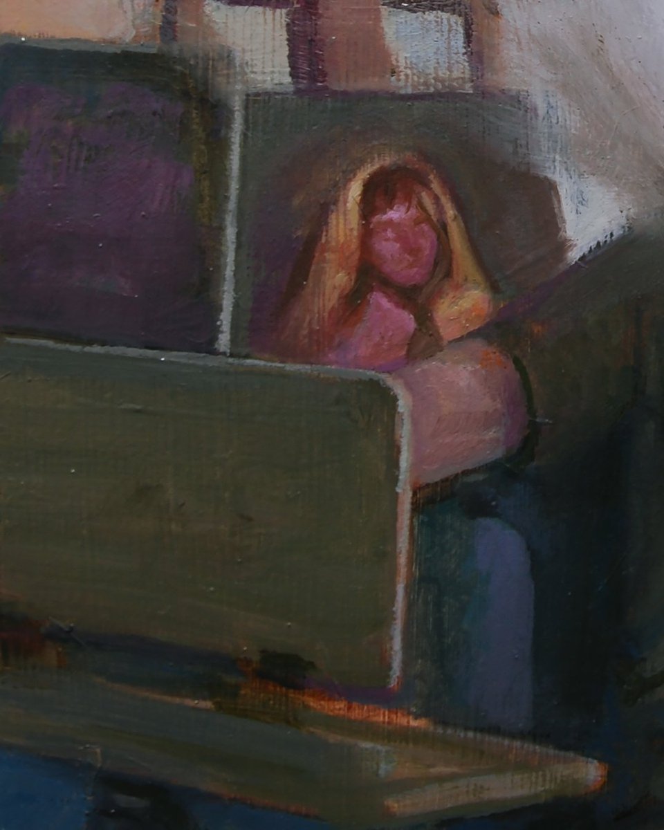 self-portrait at the mirror, 20x30cm, oil on panel - 2022