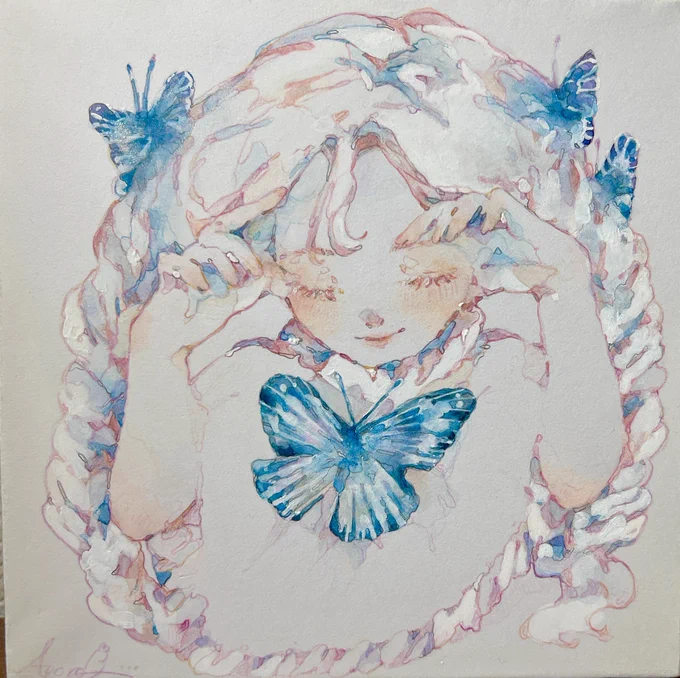 #あなたのあお色の作品を見せてください 色んな青を描いてました。 