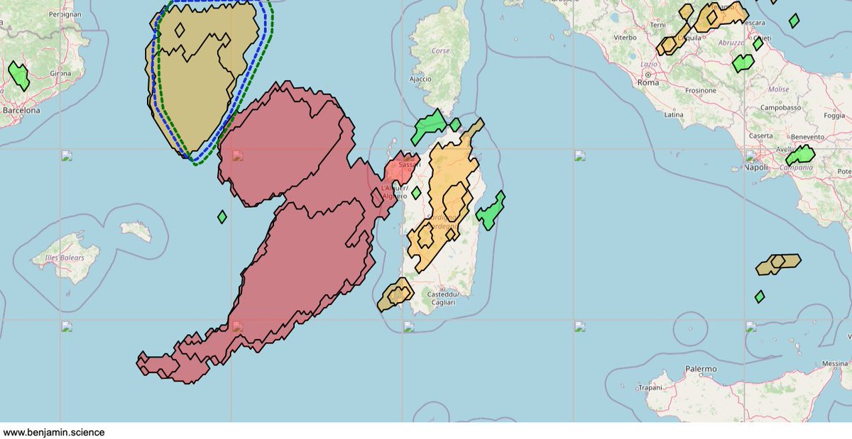 BenjaminMeteo's tweet photo. Imponente linea temporalesca in avvicinamento alla #Sardegna occidentale. Attenzione #Alghero #Oristano #Iglesias e successivamente #Cagliari. Alcune celle già attive nelle zone interne #Nuoro. #Benjamin app #nowcasting #temporali #maltempo https://t.co/p13RaLa9Ld