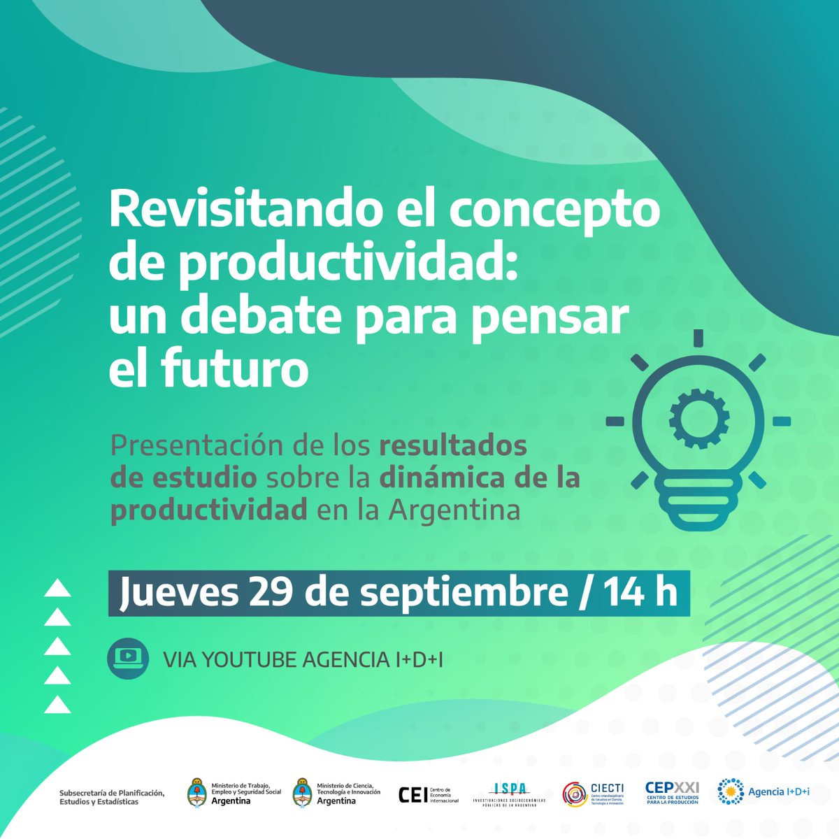 ciecti's tweet photo. #Hoy a las 14hs se presentarán los resultados del estudio "Dinámica de la productividad en la Argentina: un debate para pensar el futuro". 
 
🎥En vivo por el canal de YouTube de la @agenciaidiar. 

#RedISPA 

👉https://t.co/qmcO7Nw5SP https://t.co/FcHKFwQ75C