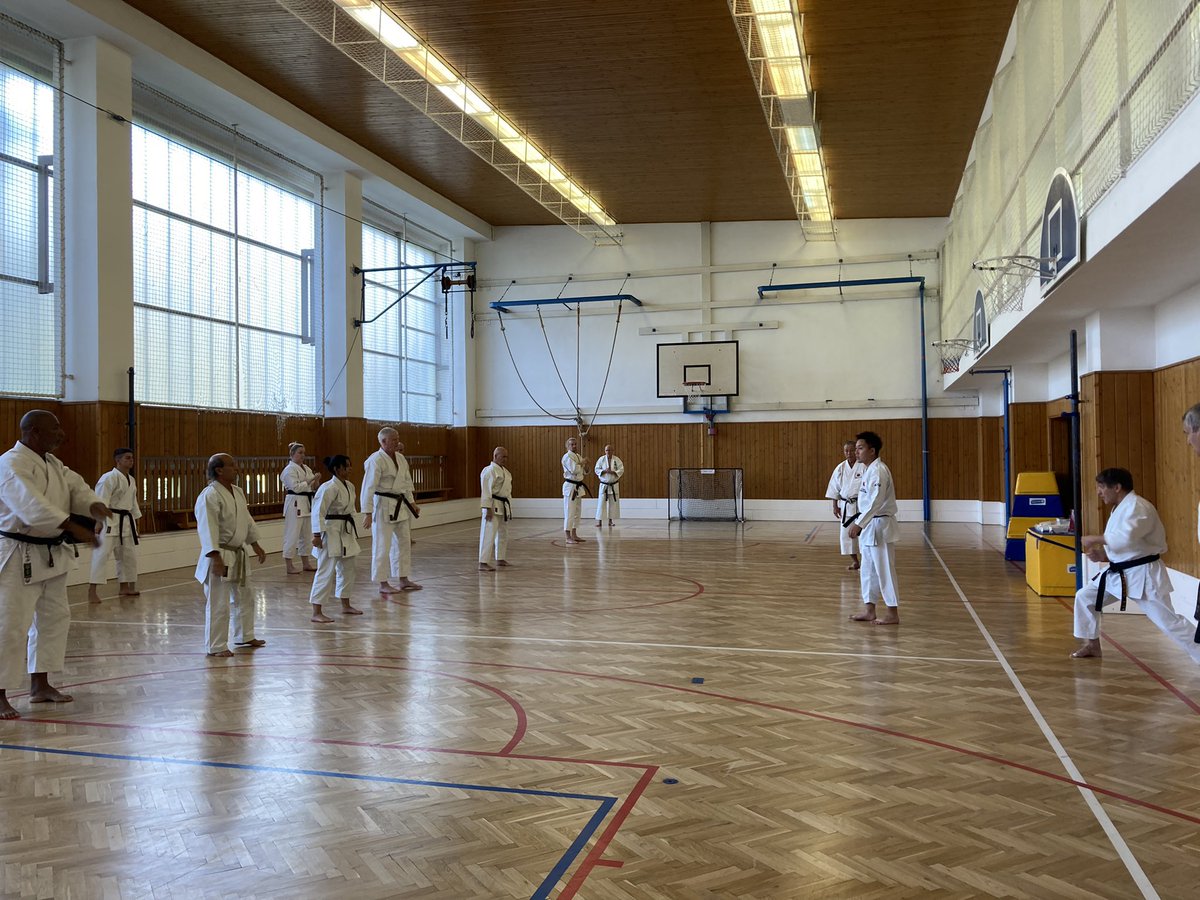 SKDUNorg's tweet photo. Warm up led by our Japanese guest. We’re getting ready for the weekend #worldchampionships #karlovyvary #karate https://t.co/TzUQKiTkM2