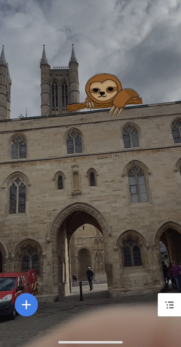 While the world goes crazy around us sometimes we need to have some fun.  Today’s smiles came from teaching an Augmented Reality workshop with an illustration hanging out on the historic buildings of Lincoln.