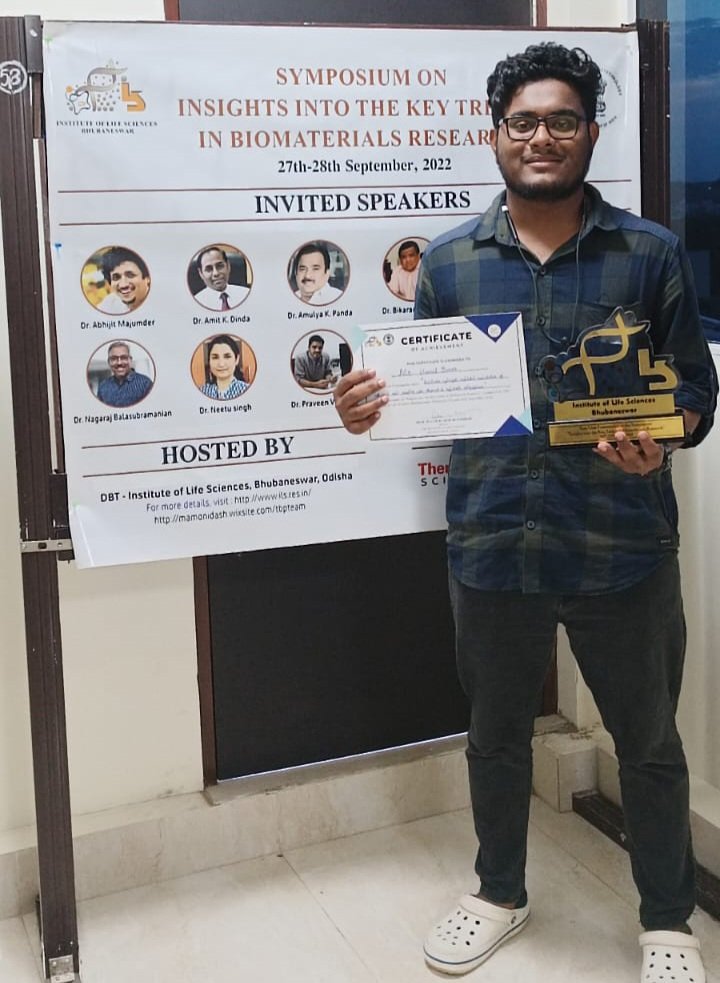 Let us congratulate Shamit Kumar for bagging the best oral presentation award in the recent conference held in ILS Bhubaneswar 27-28th Sept 2022.